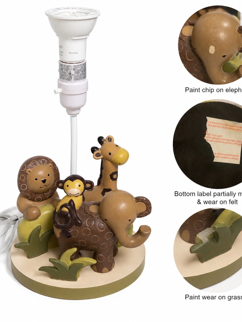 Lambs & Ivy Safari Jungle Nursery Table Lamp Base | Baby Room Decor